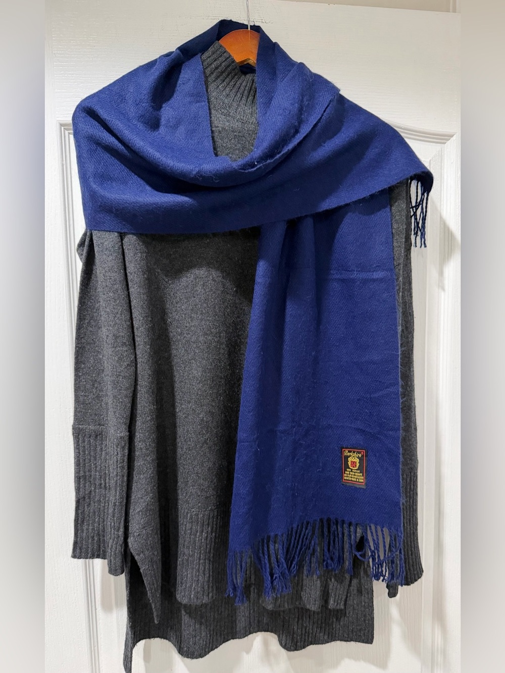 Vintage Berkshire Royal Blue Fringe Scarf